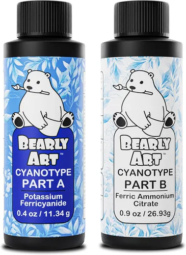 Bearly Art Cyanotype Kit - Sun - Juego de impresión solar para impresión fotográfica en papel y tela - Sensibilizador de 2 partes - Archivo - Crea