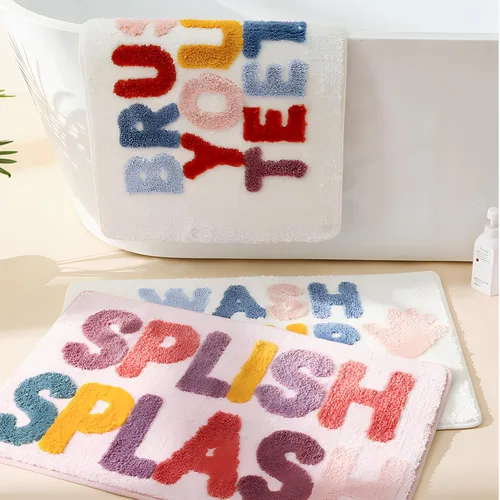Miniatura 5 de Bonita alfombra de baño rosa, antideslizante, suave, esponjosa y absorbente, de microfibra, colorida, alfombra de baño, divertida alfombra de baño