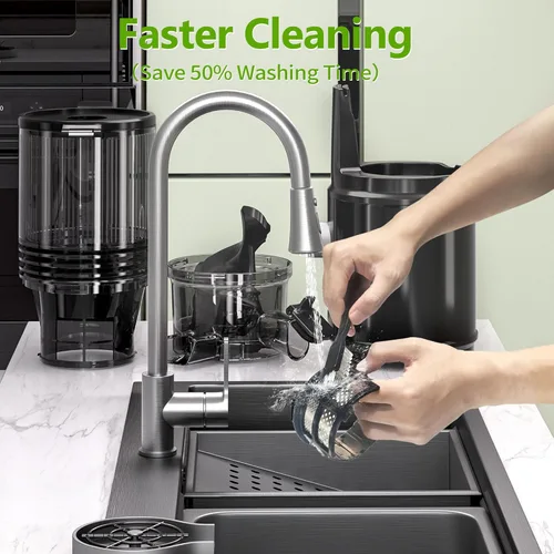 Miniatura 8 de Exprimidor de prensa en frío – 6.5 pulgadas de canal de alimentación extra grande que permite exprimidor eléctrico de masticación sin usar las Negro