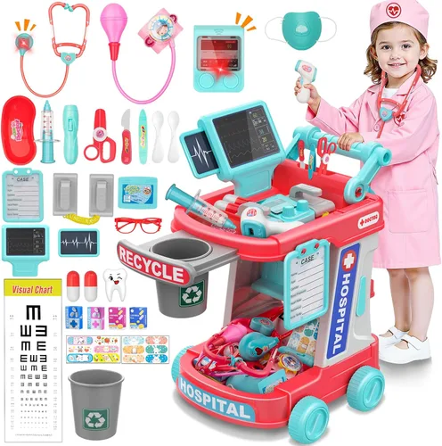 Kit de Médico para Niños Pequeños - Juego de Simulación de Médico para Niños - Juguetes Médicos de Juego de Rol con Disfraz y Estetoscopio - Kit de