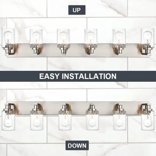 Miniatura 5 de Lámparas de baño con pantallas de vidrio semillado, 6 luces de tocador, montaje en pared, iluminación del hogar para cocina, sobre espejo Brused