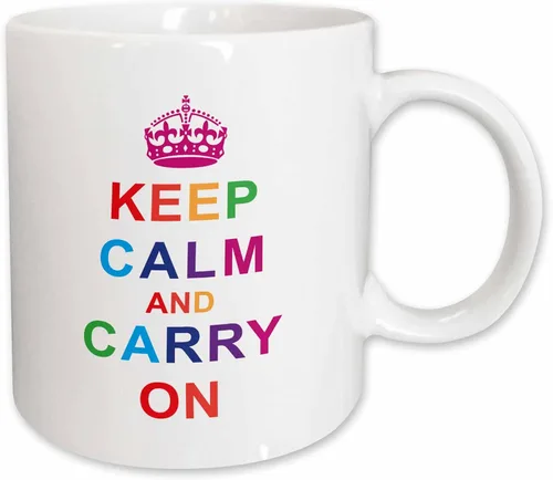 Miniatura 10 de 3dRose (mug_123120_4) Keep calm and continue on. Arcoíris - Taza negra de dos tonos, 11 oz