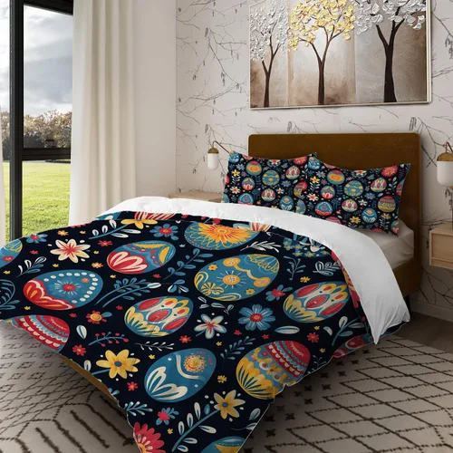 Miniatura 18 de Batmerry Flowers Watercolor Twin Size 3 Pieces Bedding Duvet Cover Sets, Soft Fluffy Elegant Black White Flower Painting 100% Cotton Printed Duvet