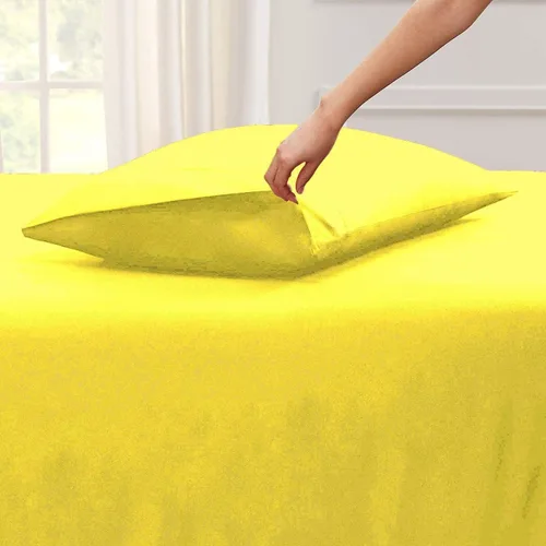 Miniatura 2 de Juego de sábanas 100% de algodón súper suave de 4 piezas con división superior, tamaño King, color amarillo, 800 hilos, para camas ajustables