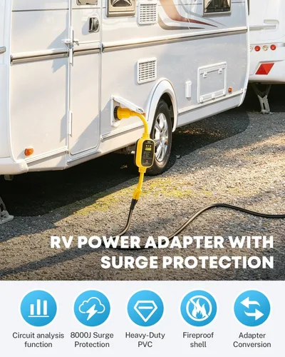 Miniatura 5 de Kohree Adaptador RV de 30 amperios a 110V con protección contra sobretensiones, adaptador de potencia RV de 15 amperios a 30 amperios de 8000 julios