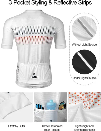 Miniatura 4 de LAMEDA Camiseta de ciclismo para hombre, transpirable, ligera, de manga corta, elástica, con cremallera completa
