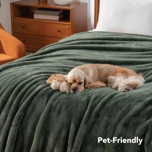 Miniatura 6 de Manta Berkshire Classic Extra-Fluffy™ Manta de felpa extra suave tamaño King, manta de pelo largo suave y esponjosa para sofá cama, verde salvia
