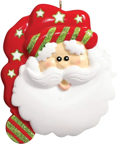 Miniatura 2 de Adornos de Navidad personalizados 2025 – Adornos de cabeza de Papá Noel, con sombrero de dormir, recuerdo para árbol