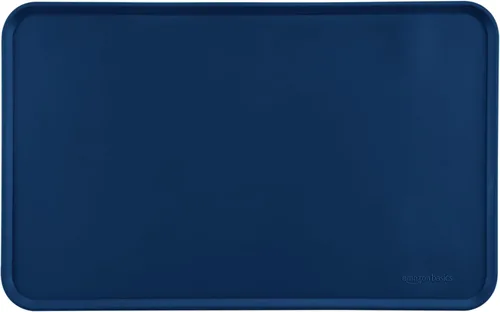 Amazon Basics - Tapete de silicona antideslizante e impermeable para platos de comida y agua de mascotas - 18.5 x 11.5 pulgadas, color azul