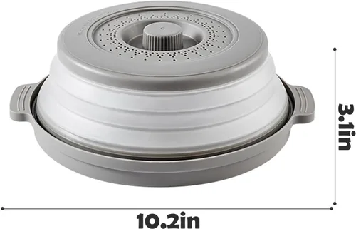 Miniatura 4 de Cubierta plegable para salpicaduras de microondas para alimentos con alfombrillas de silicona, 10.2 pulgadas, apta para lavavajillas, cubierta