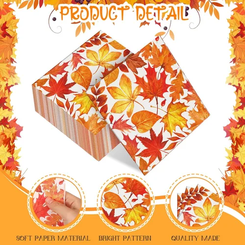 Miniatura 3 de Sherr 200 servilletas de papel de Acción de Gracias, servilletas de papel desechables para bebidas de otoño, toalla de invitados de otoño, toalla
