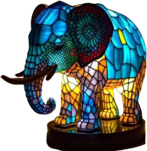Miniatura 7 de Lámpara 3D de Animales, Lámpara de Luz Nocturna de Animales de Vidrio Emplomado Retro, Lámpara de Mesa de Animales Vintage, Lámparas de Animales