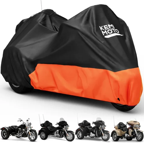 Miniatura 9 de KEMIMOTO Funda para motocicleta 420D resistente al agua, compatible con los modelos Softail Dyna, Standard Heritage Classic 114 Shadow Cruiser