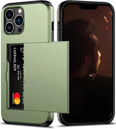 Miniatura 14 de Nvollnoe Funda para iPhone 12/12 Pro con Portarjetas [Almacena 5 Tarjetas] Funda Cartera de Doble Capa Resistente de Servicio Pesado a Prueba