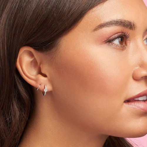Miniatura 2 de Pandora Aretes de aro con corazones atractivos de rosas, Metal, N A