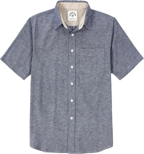 Miniatura 16 de Dubinik® Camisas de manga corta con botones para hombre, 100% algodón, a cuadros, camisas casuales con bolsillo