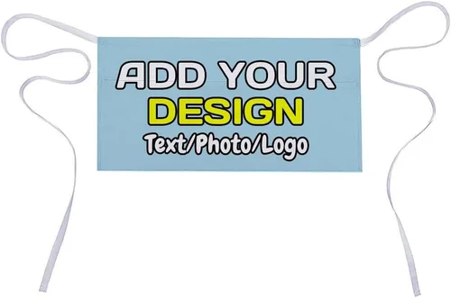 Miniatura 26 de Delantal de cintura personalizado con 3 bolsillos para añadir foto, texto, logotipo, nombre, camarera