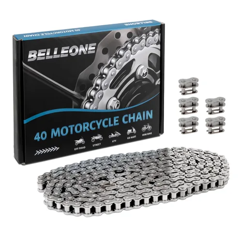 Miniatura 7 de 40 Cadena de Rodillos de 3 Pies con 5 Enlaces Conectores Gratuitos, Cadena de Acero al Carbono para Go-Kart, Sopladora de Nieve, Piñón, Moto