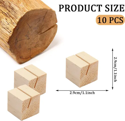 Miniatura 2 de 10 soportes de madera para tarjetas, soportes de madera para números de mesa, soportes para fotos, para boda, fiesta, decoración, exhibición de fotos
