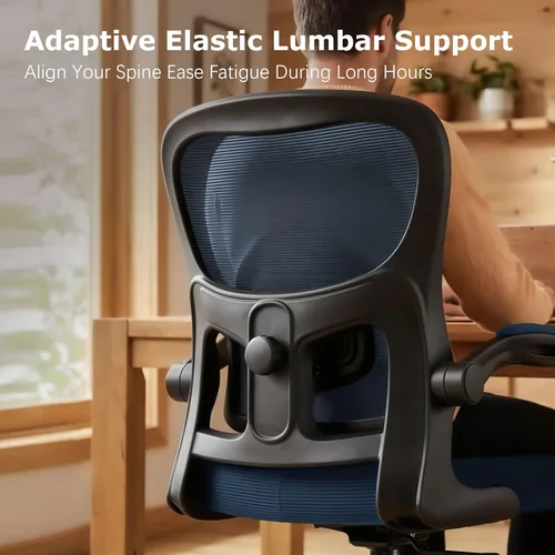 Miniatura 5 de AreShark Silla de oficina ergonómica, cómoda silla de escritorio con soporte lumbar ajustable, silla de computadora de malla con ruedas, Azul marino