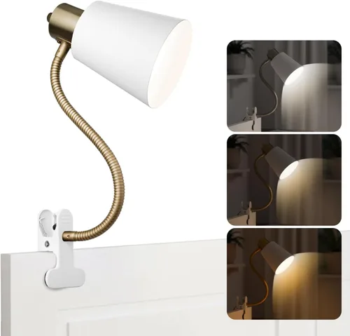 Miniatura 9 de Lámpara de escritorio Lámparas de mesa para el cuidado de los ojos, rotación de 360°, cuello de ganso con clip, luz de lectura, luz de libro