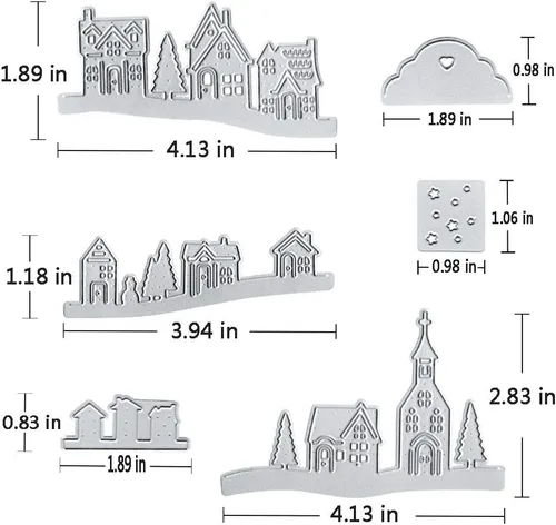 Miniatura 2 de Village House - Moldes de plantilla de plantillas de corte de metal, herramienta de grabado en relieve para hacer tarjetas, álbum, álbumes