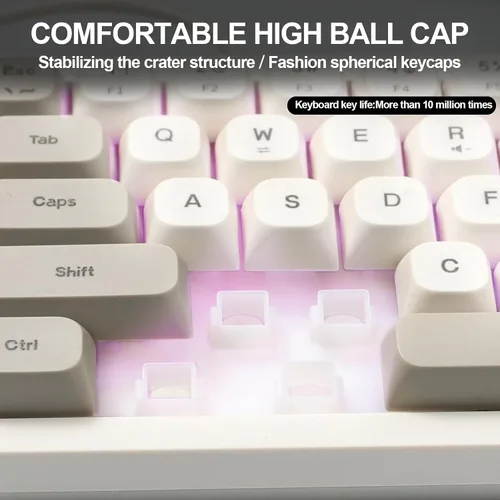 Miniatura 3 de Teclado de membrana RGB para juegos con cable. Teclado de computadora LED cremoso mini del 65%. Pequeño teclado ergonómico con clic con teclas ABS