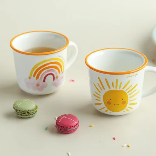 Miniatura 5 de TREEWOO Bonita Taza de Arcoíris de 12oz Buenos Días Taza de Cerámica con Asa Taza de Café Té Leche Agua Regalo para Hombres Mujeres Navidad