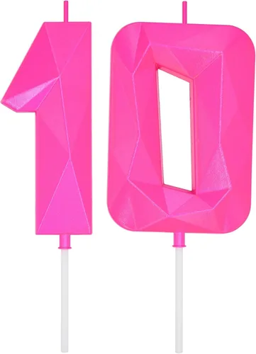 Miniatura 288 de DERVENTA Velas de cumpleaños con números grandes, 3D, color rosa, 3.7 pulgadas, decoración para tartas de fiesta, 1 pieza (número 3 rosa)