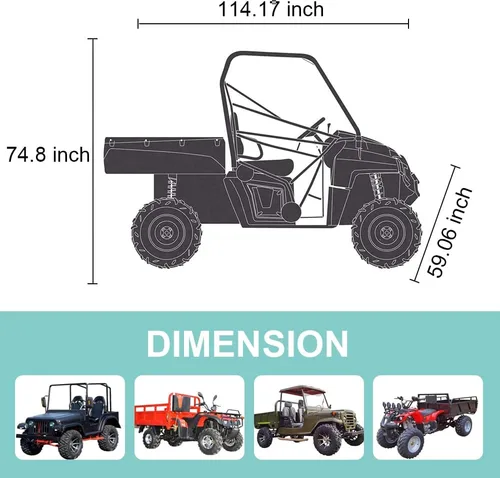 Miniatura 6 de UTV - Funda impermeable y resistente, para todo tipo de clima, para vehículos utilitarios compatibles con Kawasaki Mule Honda Pioneer Yamaha Rhino