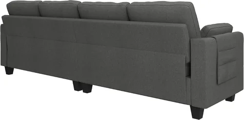 Miniatura 8 de HONBAY - Sofá seccional convertible en forma de L, sofá reversible seccional para sala de estar, color gris