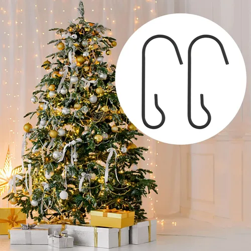 Miniatura 5 de Gancho para adorno, 100 ganchos negros para adornos de Navidad, ganchos colgantes de alambre de metal flexibles para árbol de Navidad, fiesta