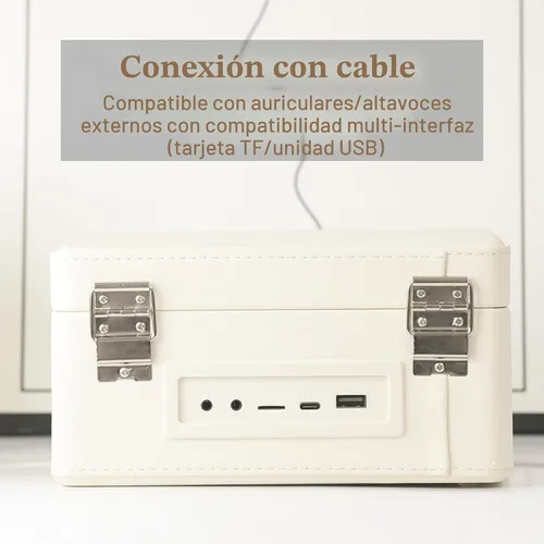 Miniatura 5 de Reproductor de CD portátil con Bluetooth 5.2, batería recargable y altavoces integrados, diseño de maleta retro de alta fidelidad para decoración