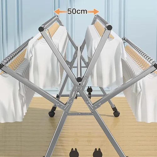 Miniatura 3 de Collapsible Clothes Drying Rack Foldable with Wheels, Heavy Duty Stainless Steel Laundry Stand for Drying Clothes, Towels, and Linens.1.2,1.6m