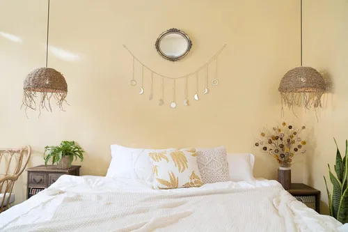 Miniatura 4 de Mkono Guirnalda de fases lunares para pared, decoración boho, decoración de habitación, guirnalda de lunas metálicas, arte colgante, decoración