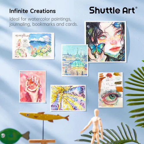 Miniatura 7 de Shuttle Art Juego de 58 pinturas de acuarela, 48 colores para acuarela, con 10 pinceles de pintura para principiantes, artistas, niños y adultos