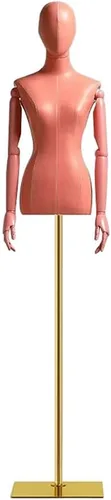 Miniatura 13 de Maniquí de forma de vestido femenino, torso de maniquí de cuerpo de poliuretano con soporte de metal ajustable en altura, brazos de madera, cuerpo