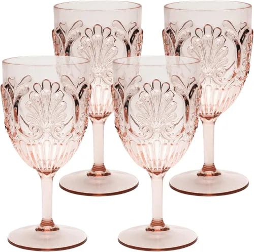Komorebi Copas de vino acrílicas inastillables, copas de plástico irrompibles, sin BPA y a prueba de caídas, elegantes vasos para uso en interiores