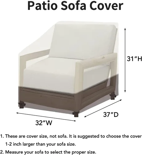 Miniatura 3 de Easy-Going Funda para silla de patio, resistente a los rayos UV, bicolor, impermeable, para muebles de exterior, con dobladillo reflectante