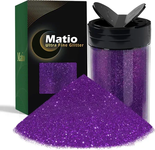 Miniatura 19 de Matio Polvo iridiscente de purpurina ultra fina, 7.76 onzas/7.76 oz verde esmeralda para manualidades, copos de lentejuelas metálicas de 1/128