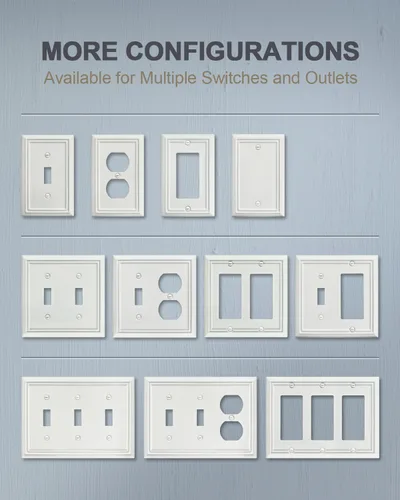 Miniatura 7 de Paquete de 2 placas de pared de palanca doble, cubierta decorativa para interruptor de luz, cubierta de placa de interruptor de metal, acabado