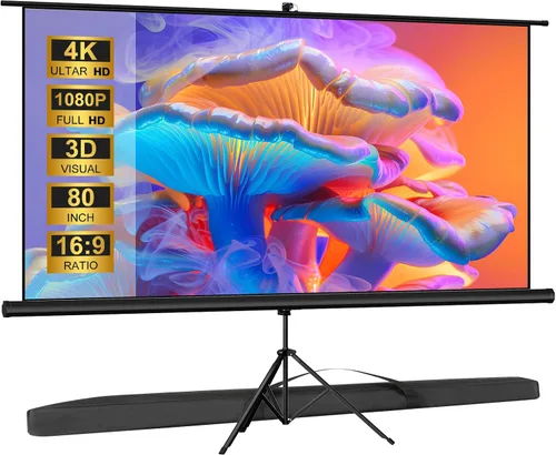 Pantalla de proyector para exteriores con trípode de soporte, pantalla de proyector portátil retráctil para interiores, pantalla de proyección