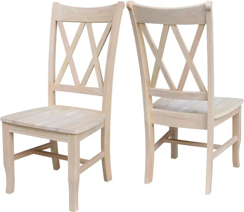 Miniatura 8 de IC International Concepts, Juego de 2 sillas de comedor dobles con respaldo en X, sin brazos, madera real, cocina/comedor/acento, 19.7 in de ancho x