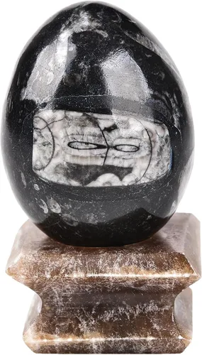 Miniatura 22 de AMOYSTONE Huevo de cristal de cuarzo rosa natural grande para curación y práctica de reiki, piedra de decoración del hogar con base, 3-3.5 pulgadas