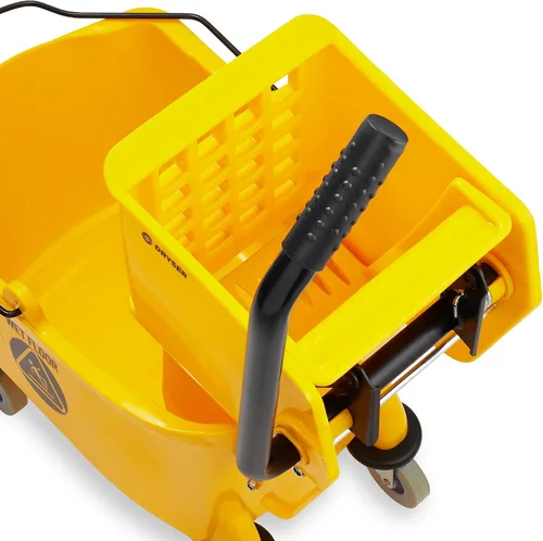 Miniatura 6 de Dryser Carrito de limpieza comercial con ruedas con tapa, estantes y bolsa de vinilo y cubo de fregona comercial con escurridor de prensa lateral