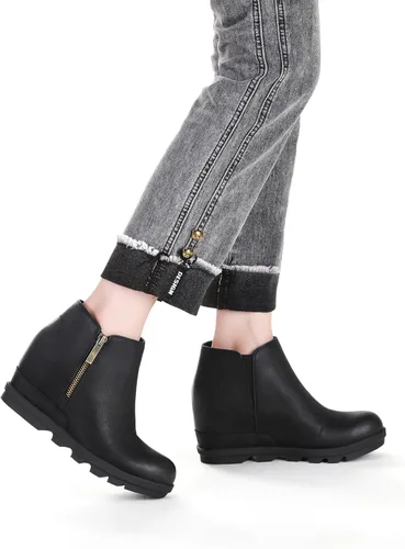 Miniatura 6 de Athlefit Women's Wedge Ankle Boots Fashion Side Zipper Hidden Leather Wedge Booties