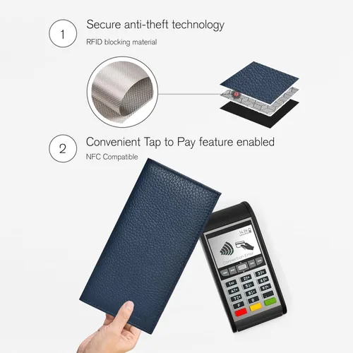 Miniatura 5 de ESTALON Funda para libro de cheques para hombres y mujeres, funda de cuero estándar para chequera, Celeste