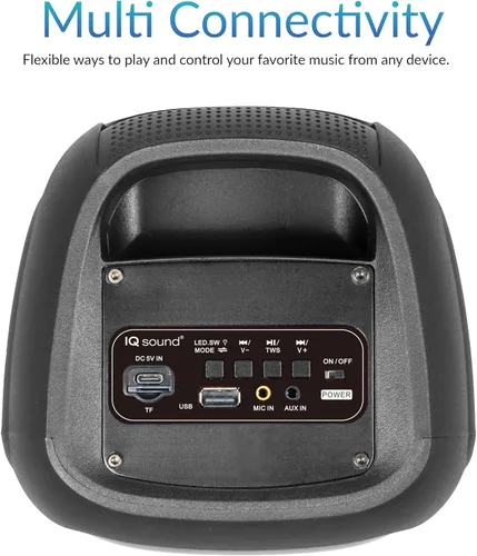 Miniatura 6 de IQ Sound IQ-3404BT - Sistema de altavoces de alta eficiencia de 2 x 4 pulgadas, Bluetooth habilitado con TWS, luces LED coloridas, entradas
