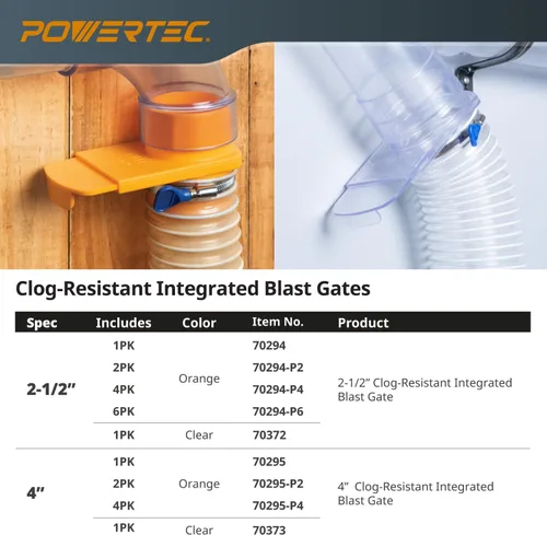 Miniatura 10 de POWERTEC 70294 - Puerta de ráfaga integrada de 2-1/2 pulgadas, resistente a obstrucciones, ajuste de plástico ABS cónico antihuecos para sistemas