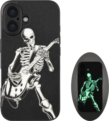 Miniatura 34 de X spirit Funda de teléfono de calavera para iPhone 13, dedo medio, diseño gótico luminoso de esqueleto genial oscuro y con estilo emo, estilo rock n